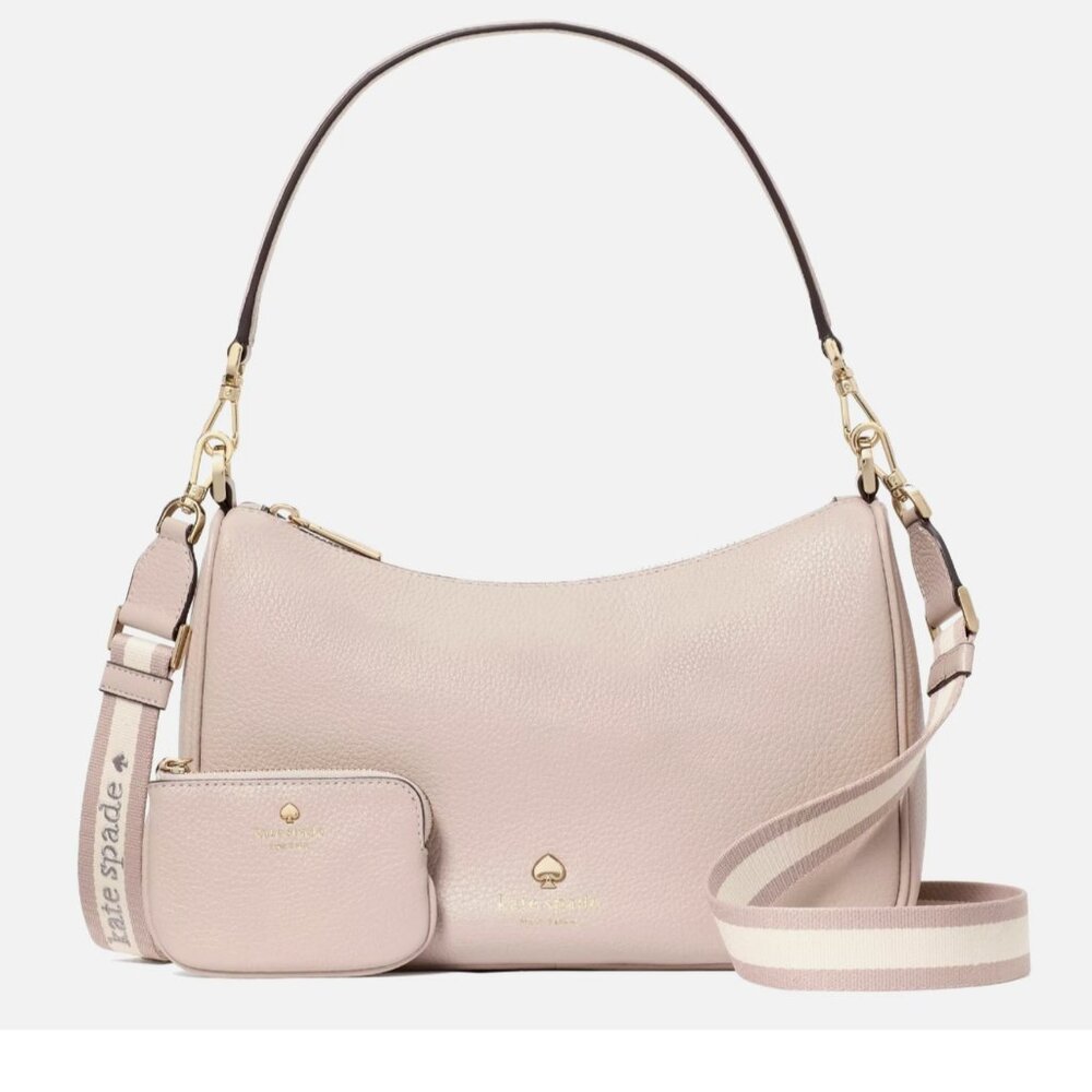 New Kate Spade Emma Medium Shoulder Bag Pebble Leather Cozy Grey - Picture 1 of 5